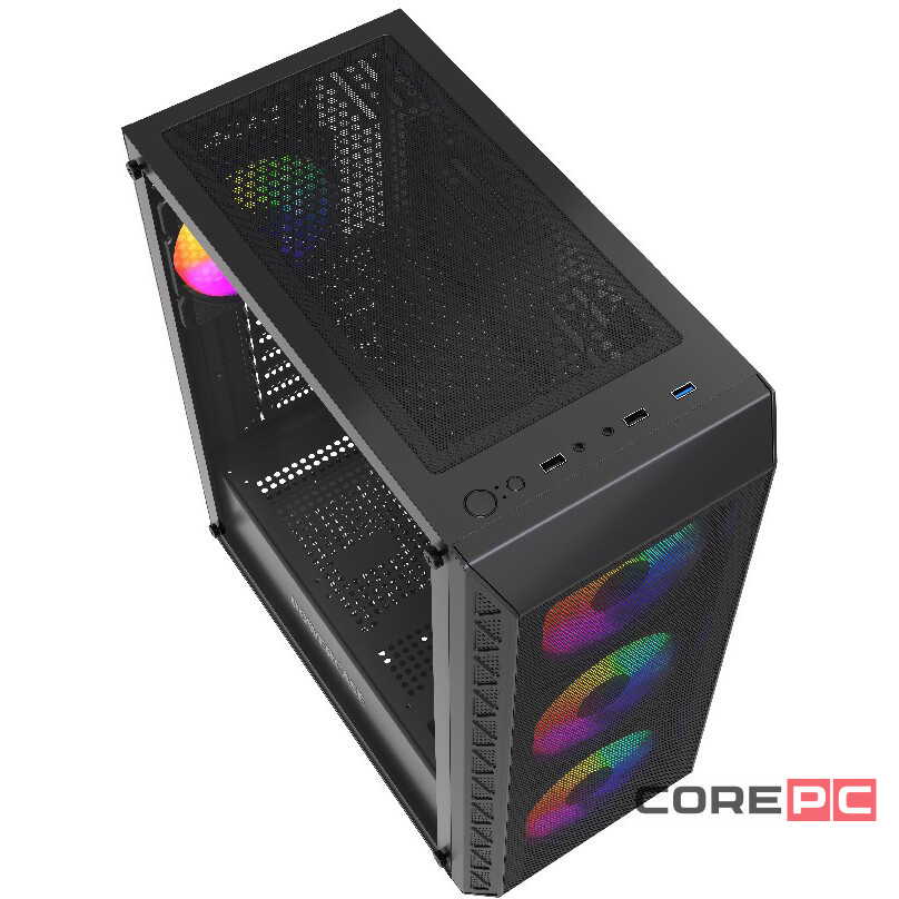 Компьютерный корпус Powercase Mistral S4B FRGB Fans Black (CMSB-L4)