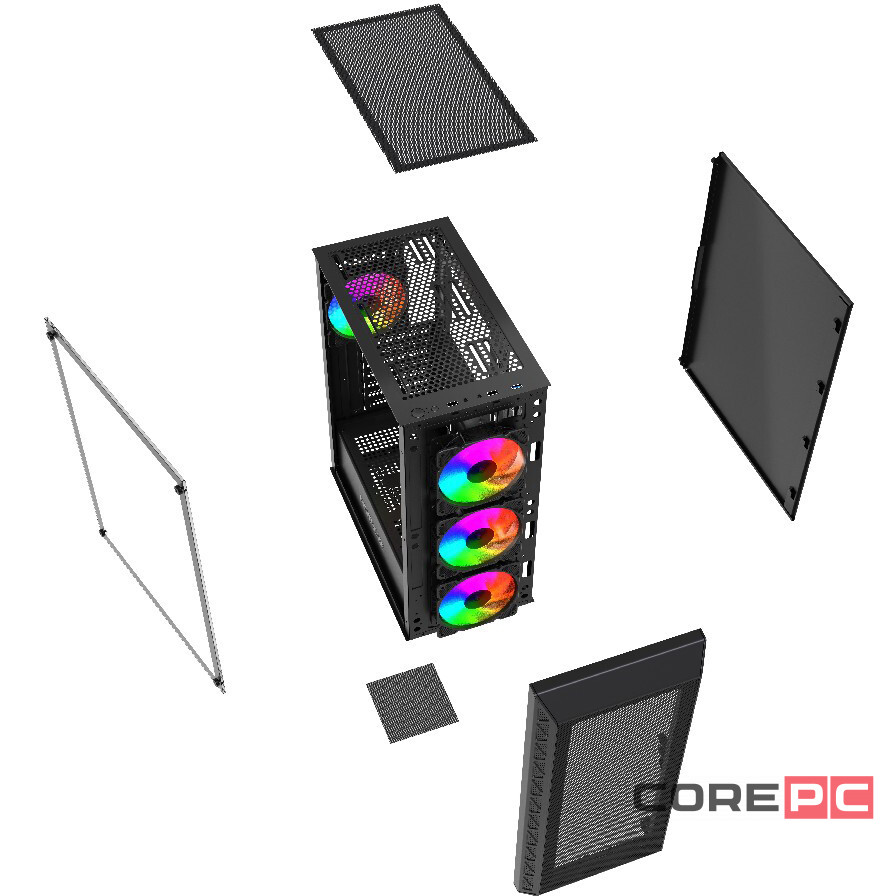 Компьютерный корпус Powercase Mistral S4B FRGB Fans Black (CMSB-L4)