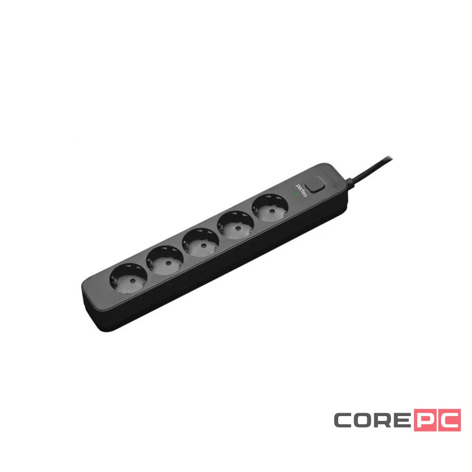 Perfeo сетевой фильтр POWER STREAM, 2500W, 1,5м, 5 розеток, черный
