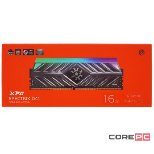 Оперативная память 16 Gb 3200 MHz ADATA XPG SPECTRIX D41 RGB Grey (AX4U320016G16A-ST41)
