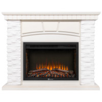 Портал Firelight Porto 25 камень белый, шпон беленый дуб