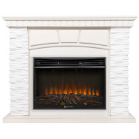 Портал Firelight Porto 25 камень белый, шпон беленый дуб