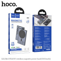 Powerbank с беспроводной зарядкой MagSafe Hoco Q32 5000mAh 1USB-C 20W серебристый