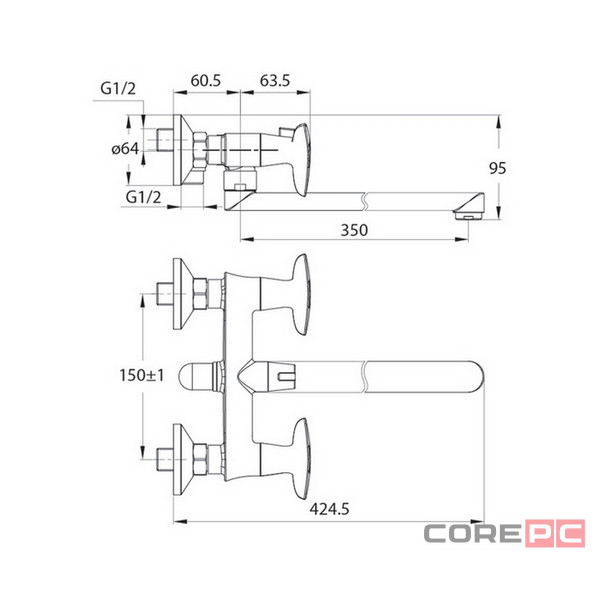 Смеситель для ванны и раковины Iddis COPSBL2i10WA, вентильное управление, цвет хром