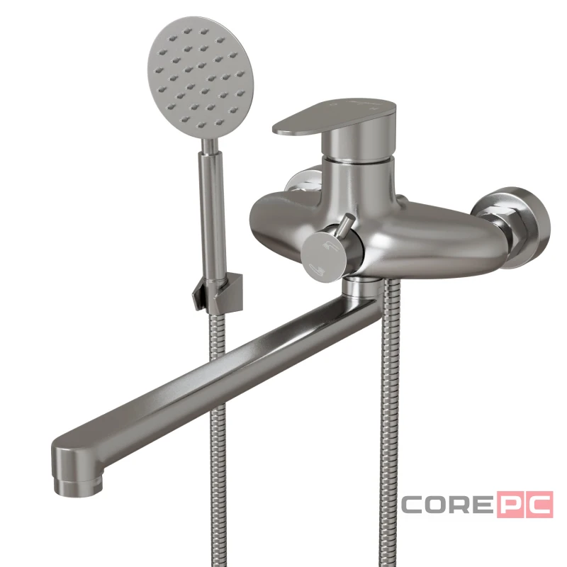 Смеситель для ванны и раковины MIXLINE МЛНС36-02, рычажное управление, цвет сатин