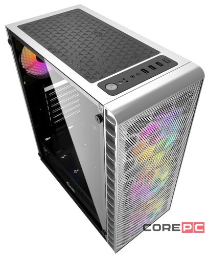 Компьютерный корпус Powercase MISTRAL MESH Z4С TG LED White CMIZ4CW-L4