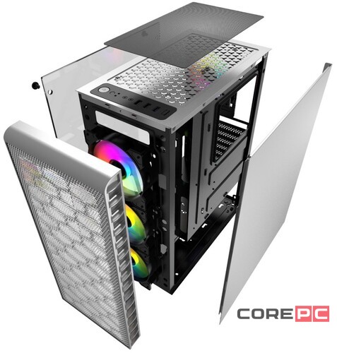 Компьютерный корпус Powercase MISTRAL MESH Z4С TG LED White CMIZ4CW-L4