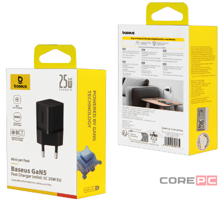 Сетевое зар. устр. Baseus GaN5 Fast Charger (mini) 1C 25W P10110909113-00 черное