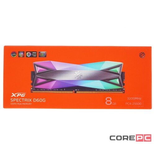 Оперативная память 8 Gb 3200 MHz ADATA XPG SPECTRIX D60G RGB Grey (AX4U32008G16A-ST60)