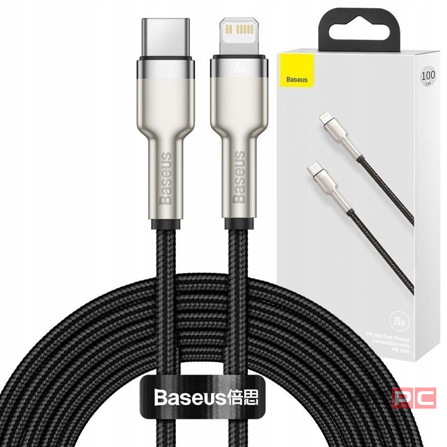 Кабель-зарядка Type-C на Lightning Baseus Cafule Metal 20W 1м CATLJK-A01 чёрный