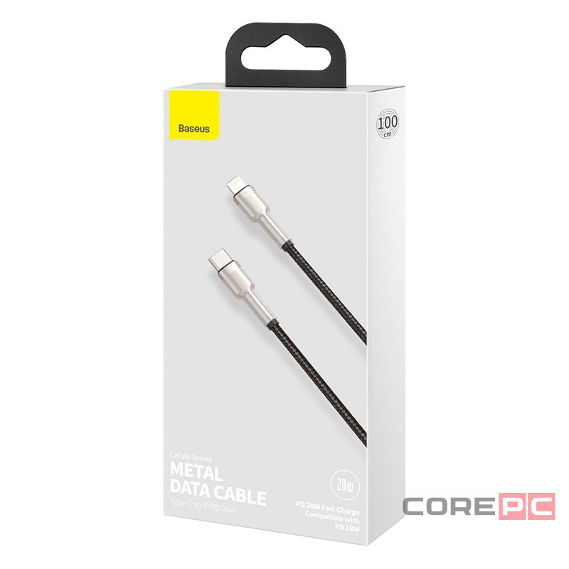 Кабель-зарядка Type-C на Lightning Baseus Cafule Metal 20W 1м CATLJK-A01 чёрный