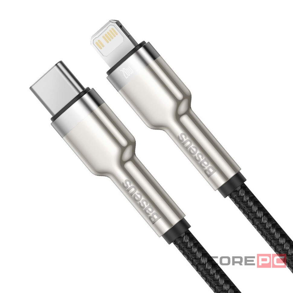 Кабель-зарядка Type-C на Lightning Baseus Cafule Metal 20W 1м CATLJK-A01 чёрный