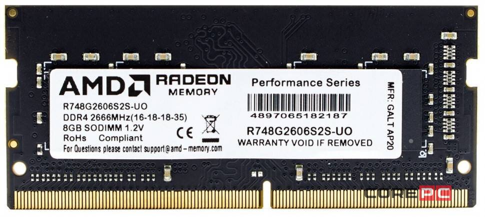 Оперативная память 8 Gb 2666 MHz AMD R7 PERFOMANCE SERIES Black (R748G2606S2S-UO)