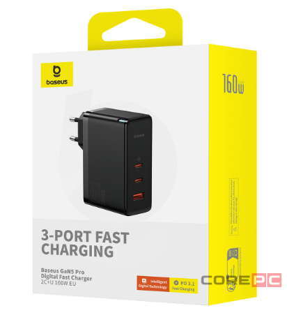 Сетевое зар. устр. Baseus GaN5 Pro Fast Charger 1USB/2C 160W P10110825113-00 черное