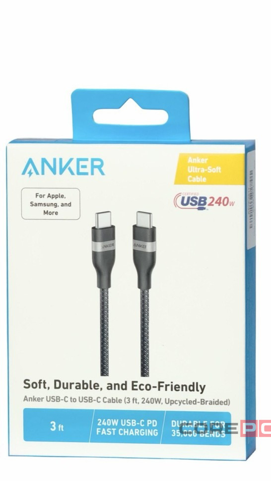 Usb Кабель-зарядка Type-C на Type-C Anker Ultra-Soft (A82E2) 240W 0.9м черный