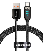 Usb Кабель-зарядка TYPE-C Baseus Display series 1м (CASX020001) 66W черный