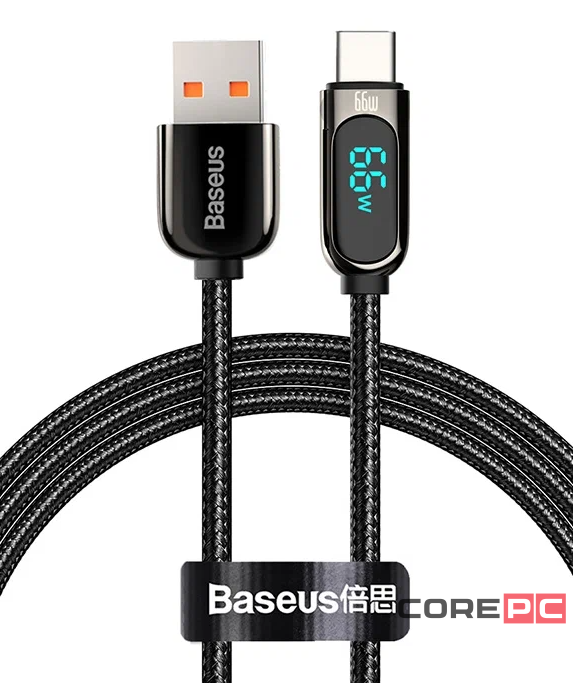 Usb Кабель-зарядка TYPE-C Baseus Display series 1м (CASX020001) 66W черный