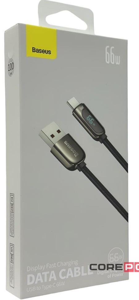 Usb Кабель-зарядка TYPE-C Baseus Display series 1м (CASX020001) 66W черный