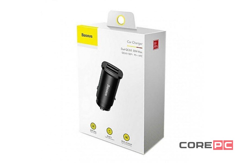 Автомобильное заряд. устр. Baseus Square Metal 2USB 30W CCALL-DS01 черное