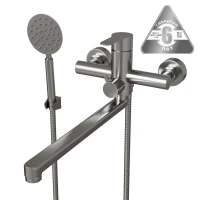 Смеситель для ванны и раковины MIXLINE МЛНС32-02, рычажное управление, цвет сатин
