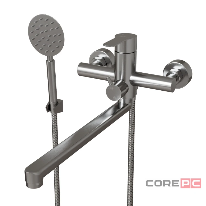Смеситель для ванны и раковины MIXLINE МЛНС32-02, рычажное управление, цвет сатин