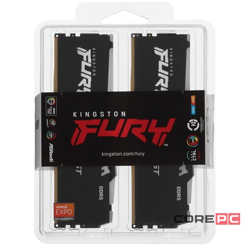 Оперативная память 32 Gb 6000 MHz Kingston FURY Beast RGB Black (KF560C30BBEAK2-32)