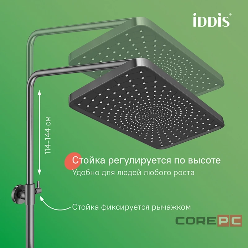 Душевая система Iddis 35к PARGM3Fi06 Паркер (Parker) лейка тропический душ графит матовый