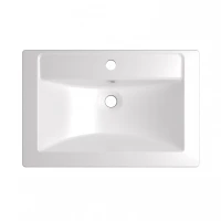 Раковина накладная мебельная MIXLINE МАРГО-60 00-00010638, литьевой мрамор, прямоугольная, белый