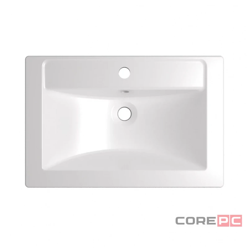 Раковина накладная мебельная MIXLINE МАРГО-60 00-00010638, литьевой мрамор, прямоугольная, белый