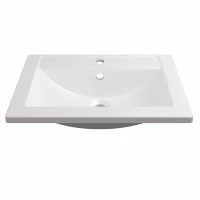 Раковина накладная мебельная MIXLINE МАРГО-60 00-00010638, литьевой мрамор, прямоугольная, белый
