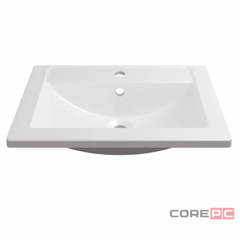 Раковина накладная мебельная MIXLINE МАРГО-60 00-00010638, литьевой мрамор, прямоугольная, белый