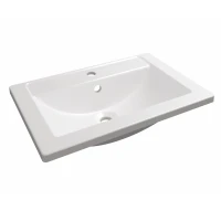 Раковина накладная мебельная MIXLINE МАРГО-60 00-00010638, литьевой мрамор, прямоугольная, белый