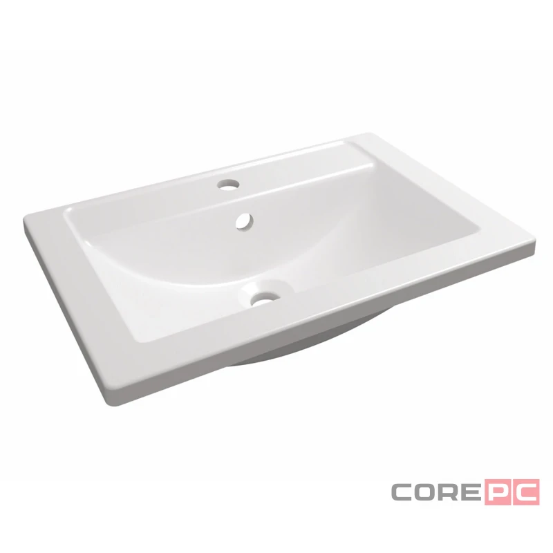 Раковина накладная мебельная MIXLINE МАРГО-60 00-00010638, литьевой мрамор, прямоугольная, белый