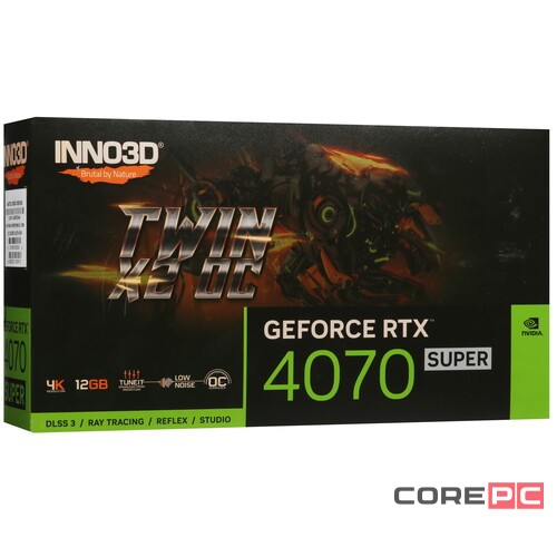 Видеокарта INNO3D (N407S2-126XX-186162N) GeForce RTX 4070 SUPER 12GB TWIN X2 OC