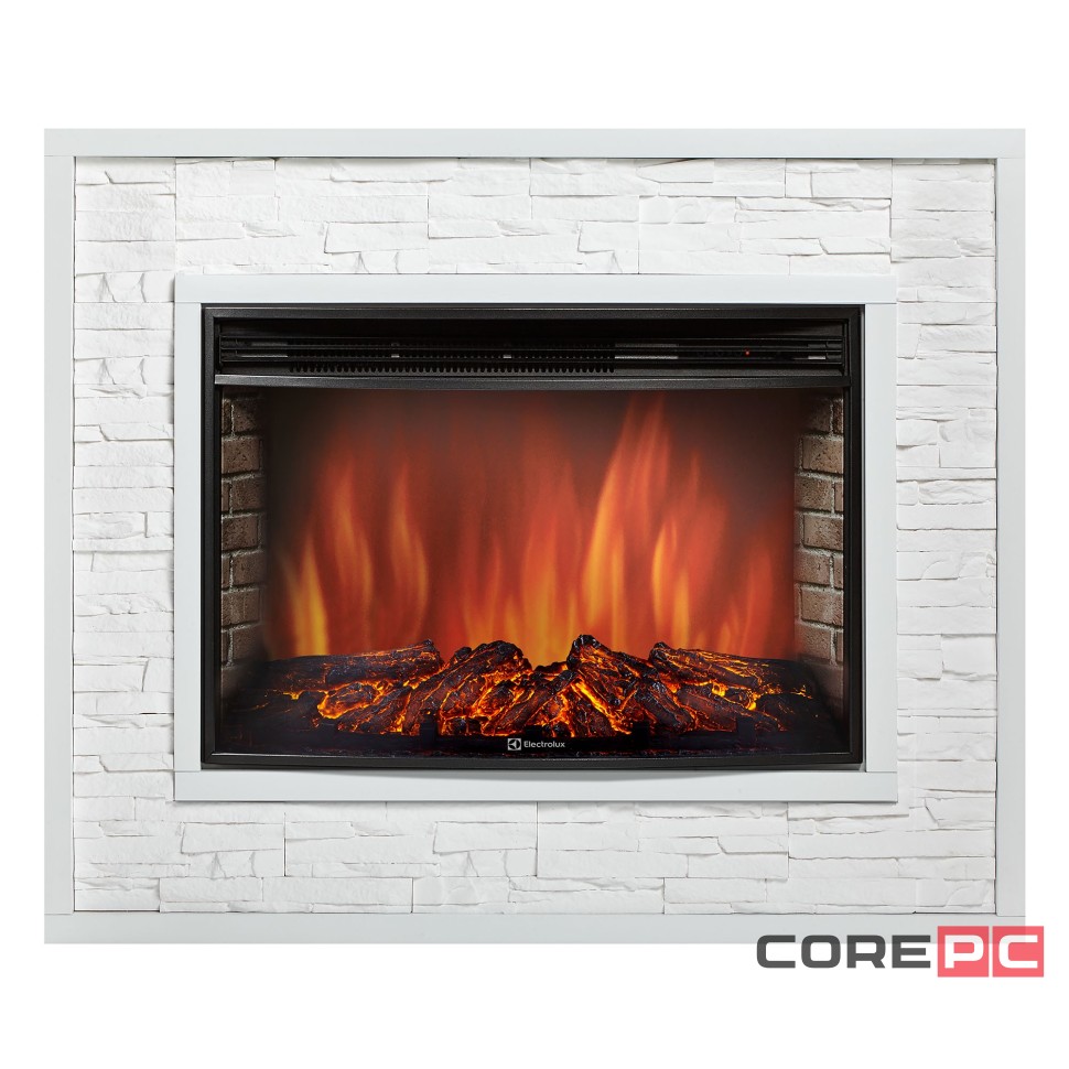 Каминокомплект:Очаг Electrolux EFP/P-3320RLS, портал Loft 30 камень белый, белая эмаль