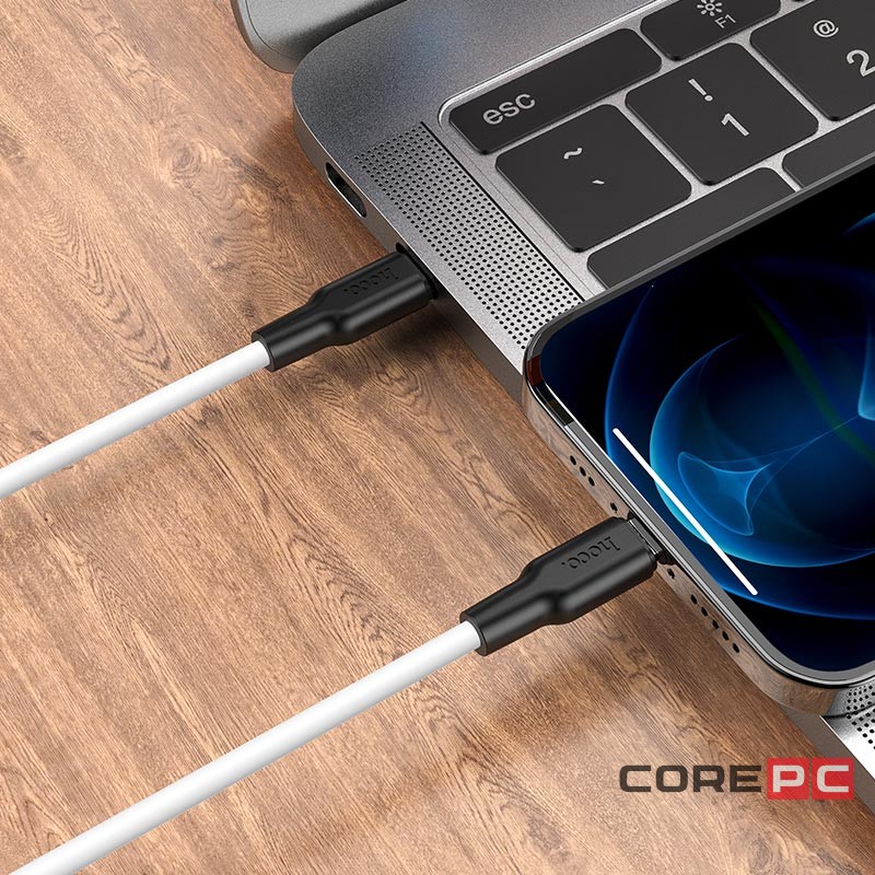 Кабель Hoco X21 Plus Data Cable (Lightning) на (Type-C) 100см 3.0A силикон (белый)
