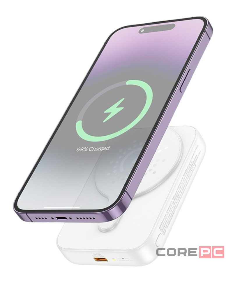 Powerbank с беспроводной зарядкой Hoco J117A Magnetic Wireless 10000mAh 20W чёрный