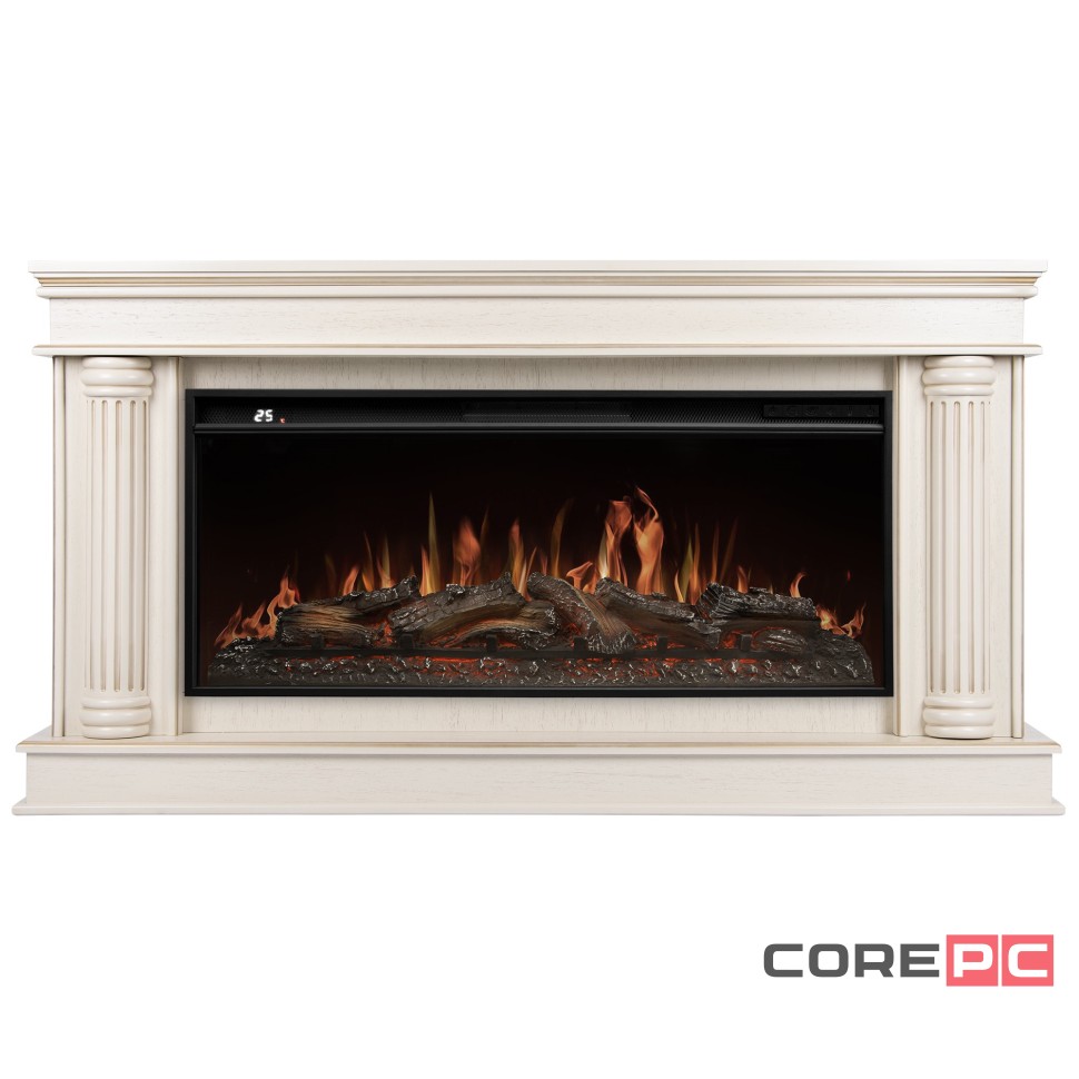 Каминокомплект: Очаг Royal Thermo Aurora RTFP/P-AR40LS, портал Olympia 42/40/36, сл. кость с зол. па