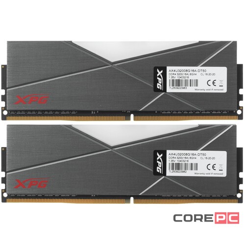 Оперативная память 16 Gb 3200 MHz ADATA XPG SPECTRIX D50 Grey RGB (AX4U32008G16A-DT50)