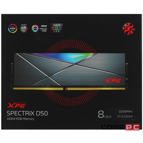 Оперативная память 16 Gb 3200 MHz ADATA XPG SPECTRIX D50 Grey RGB (AX4U32008G16A-DT50)