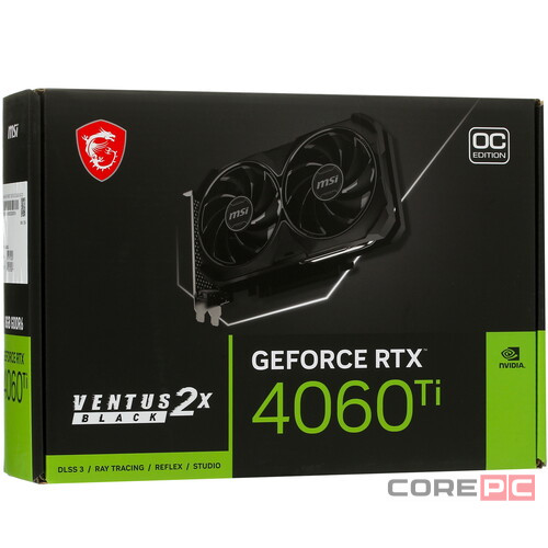 Видеокарта MSI (RTX 4060 Ti VENTUS 2X BLACK 8G) GeForce RTX 4060 Ti 8GB VENTUS 2X BLACK