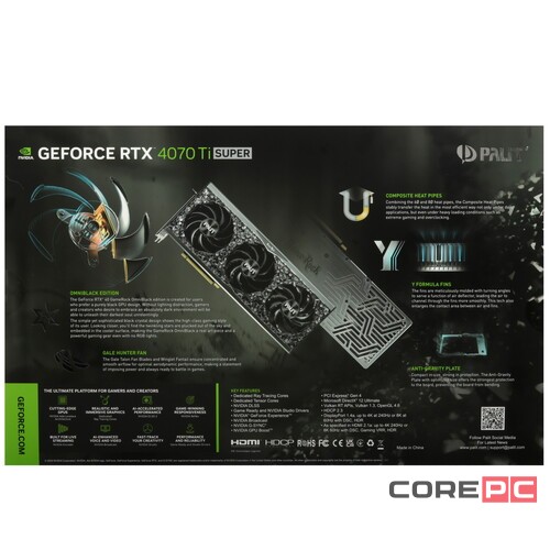 Видеокарта Palit (NED47TS019T2-1020Q) GeForce RTX 4070 Ti SUPER 16GB GAMEROCK OMNIBLACK