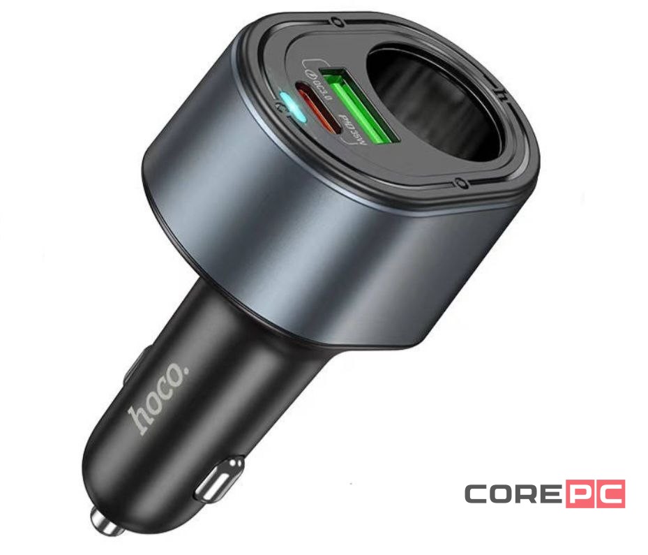 Автомобильное заряд. устр. Hoco Z56 1USB/1C/1 разветвитель 35W/30W/240W черный