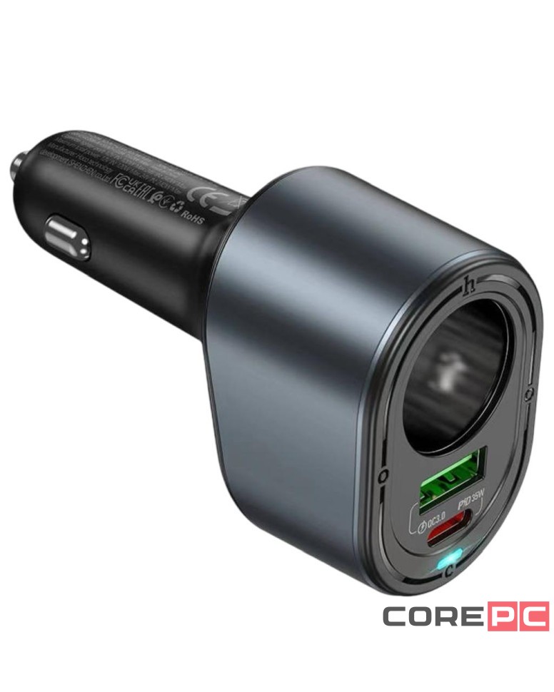 Автомобильное заряд. устр. Hoco Z56 1USB/1C/1 разветвитель 35W/30W/240W черный