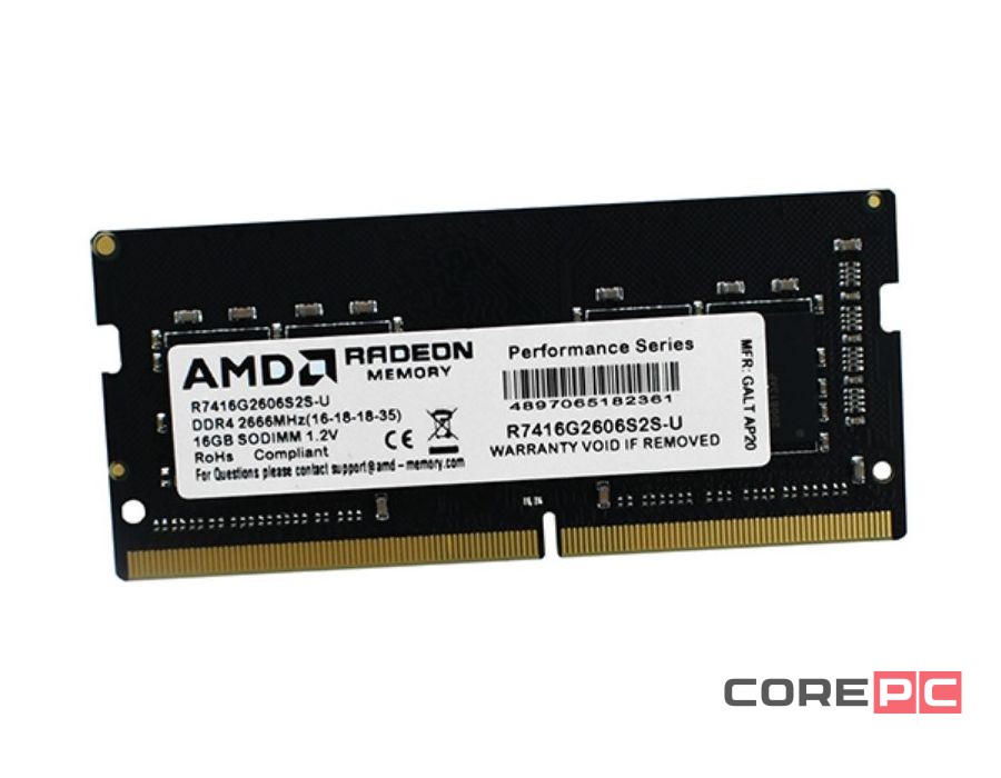 Оперативная память 16 Gb 2666 MHz AMD R7 PERFOMANCE SERIES Black (R7416G2606S2S-U)