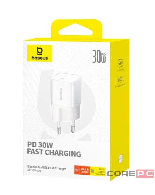 Сетевое зар. устр. Baseus GaN5S Fast Charger 1C 30W P10162504213-00 белое
