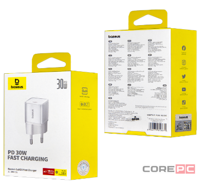 Сетевое зар. устр. Baseus GaN5S Fast Charger 1C 30W P10162504213-00 белое