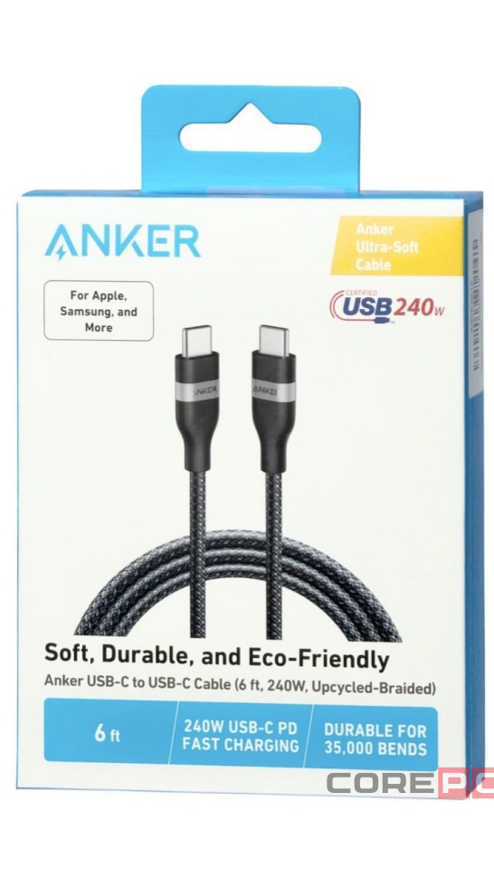Usb Кабель-зарядка Type-C на Type-C Anker Ultra-Soft (A82E2) 240W 1.8м черный