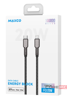 Usb Кабель-зарядка Type-C на Lighting Maxco MTC-P01CL 1.5м 20W черный