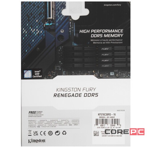 Оперативная память 16 Gb 7600 MHz Kingston FURY Renegade XMP Silver/Black (KF576C38RS-16)